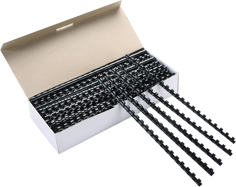 100 Pack 21 Ring Plastic Comb Binding Spines | 1/4 Inch Diameter, 20 Sheet Capac