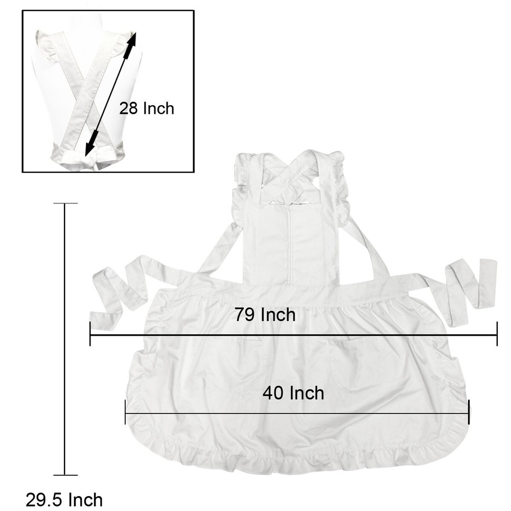 Wrapables Retro Apron with Pockets for Cooking or Cosplay, White