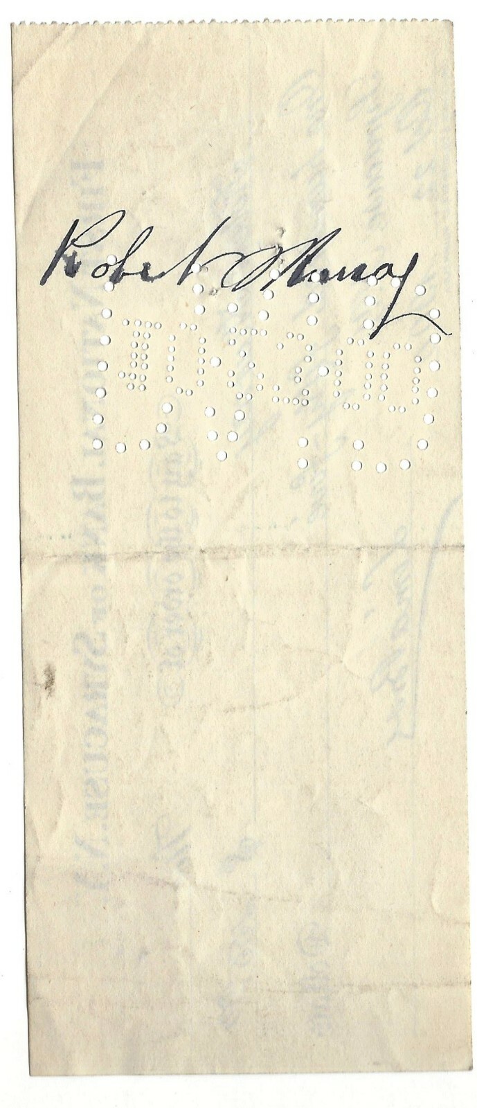 1900 Check, First National Bank of Syracuse, New York, Hand Cancelled Stamp