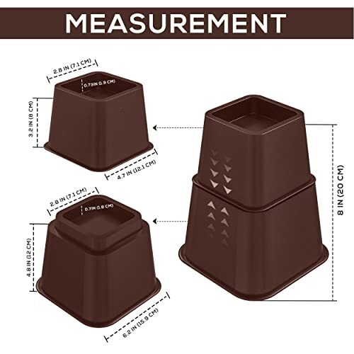 Adjustable Bed Risers, Stackable Frame Furniture Risers, 3, 5 or 8 Inch Height