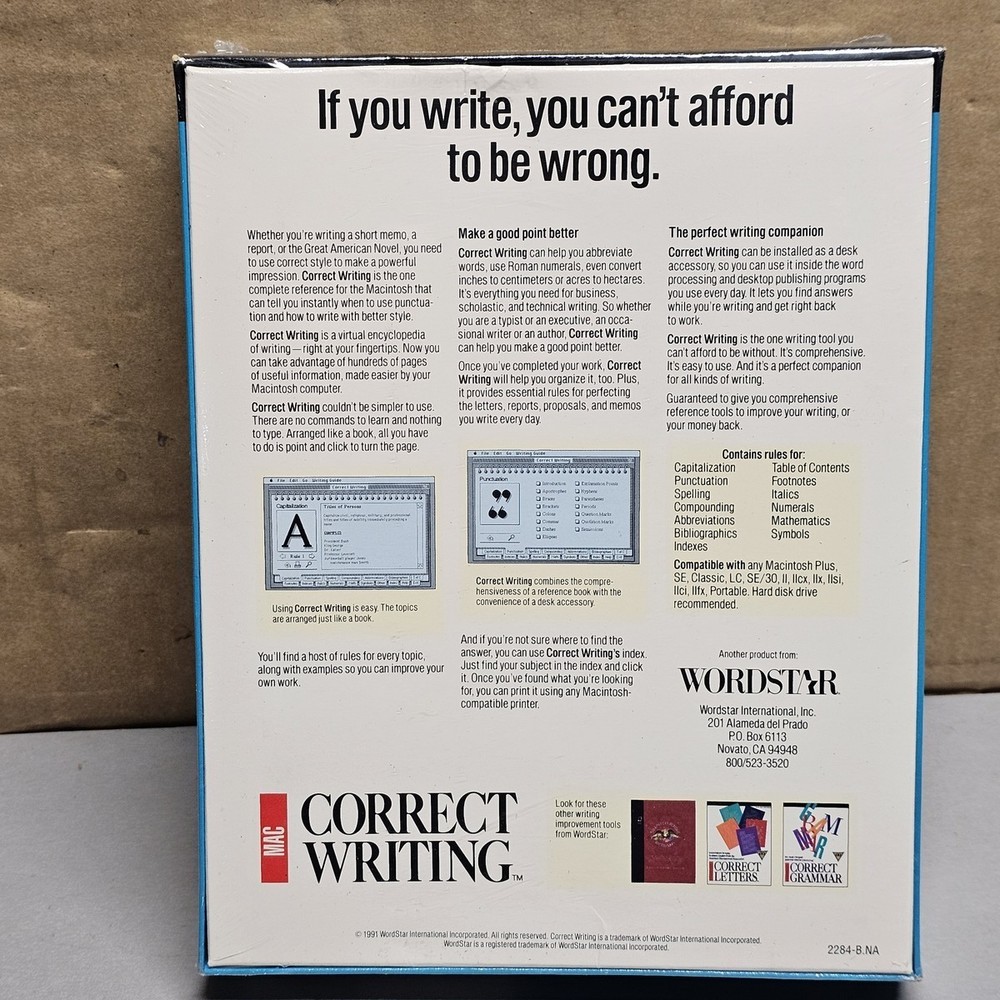 Correct Writing Macintosh Software Big Box Apple System 7 (SEALED)