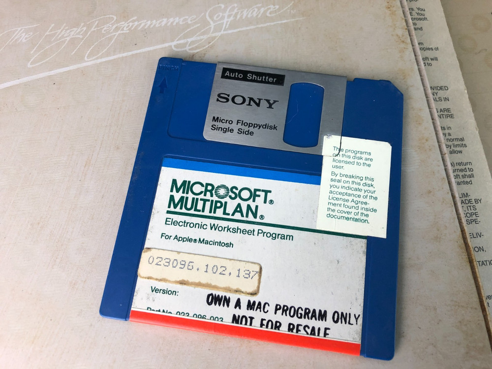 Vintage Macintosh Mircrosoft Multiplan Excel Basics Disks