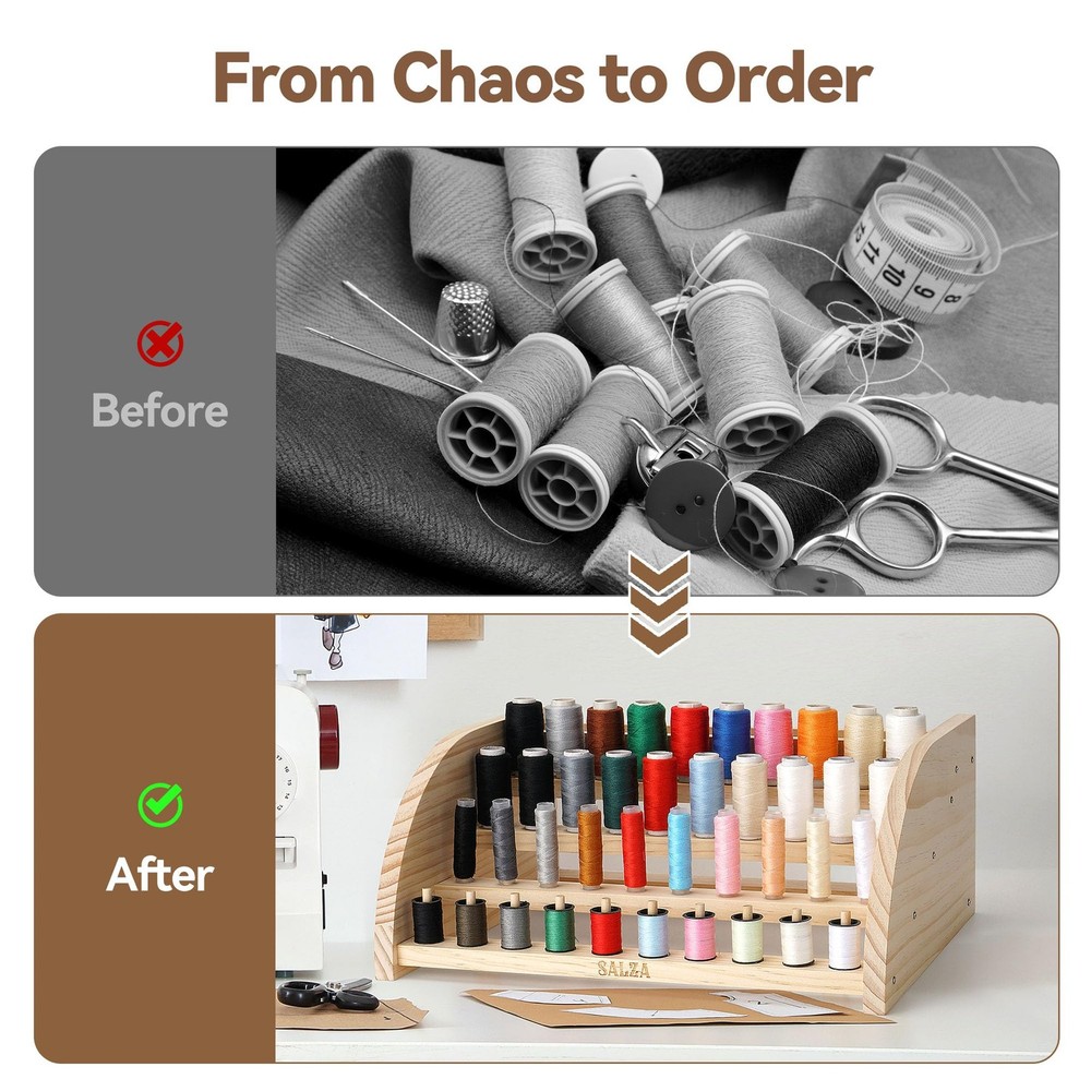 SALZA Sewing Thread Organizer with Compartments for Bobbins, Needles & Access...