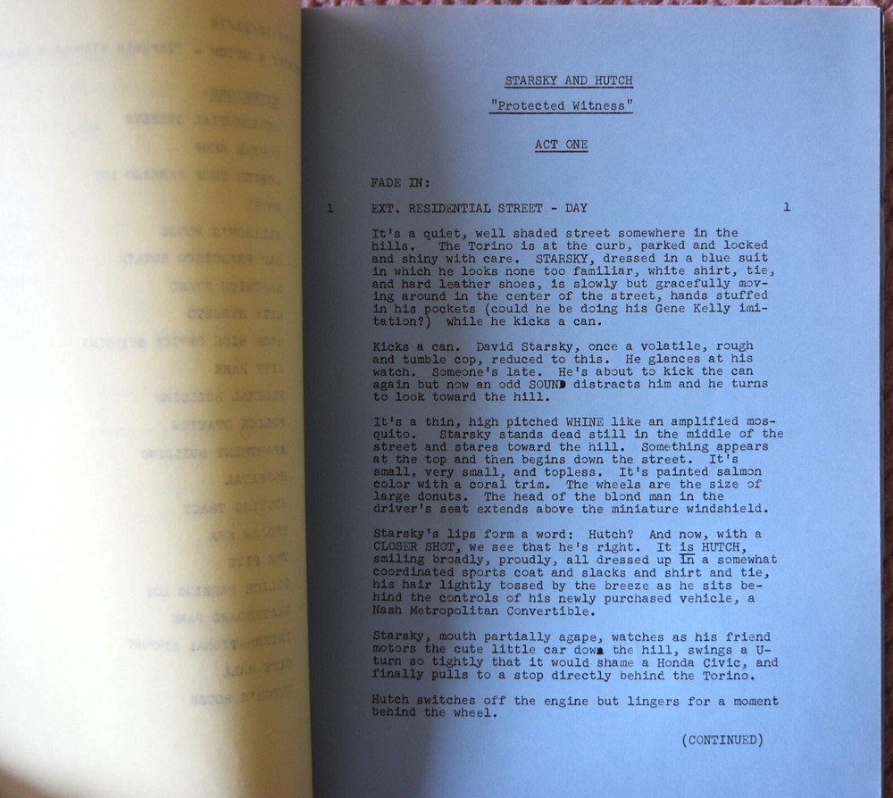 1978 Starsky and Hutch (Targets Without a Badge) Original Second Draft Script