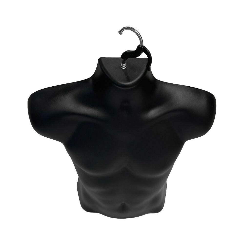 Male Molded Black Hanging T-Shirt Form Body Mannequin Torso Display, 23"H