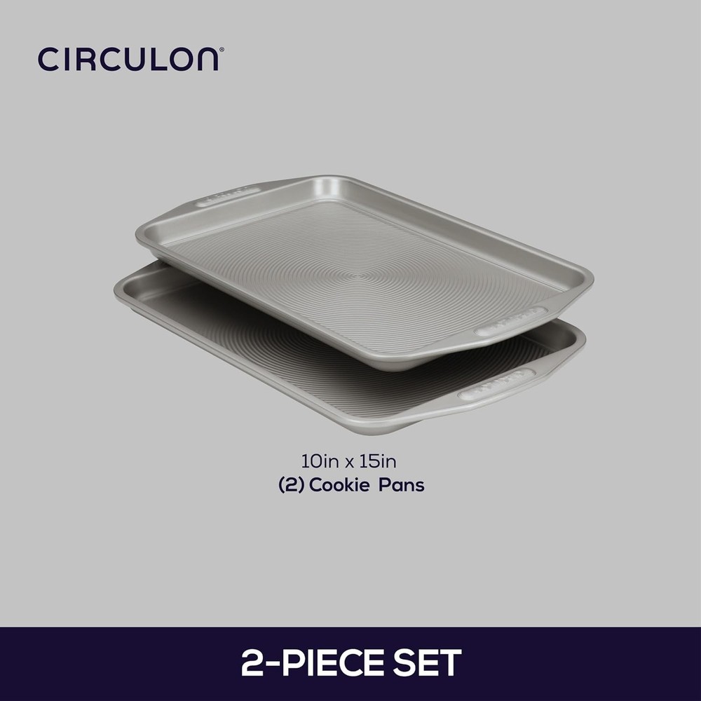 Total Bakeware Set Nonstick Cookie Baking Sheets 2 Piece Gray