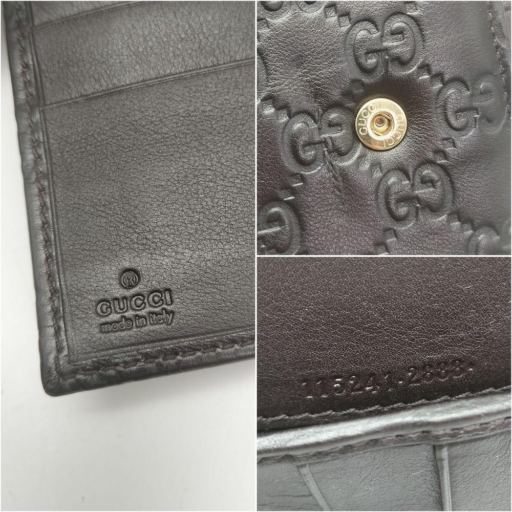 GUCCI GG Pattern Notebook Cover Leather Dark Brown x Silver Hardware Authentic