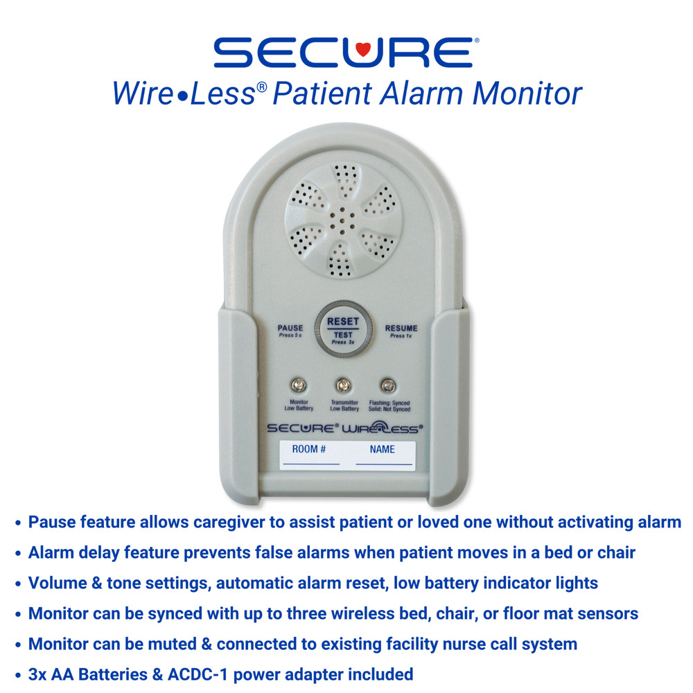 Secure Wireless Bed Exit Alarm Set for Elderly Fall & Wandering Prevention