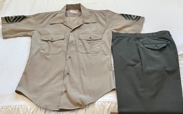 Vintage USMC Service C Uniform Set Sergeant (E-5) Chevrons On Both Sleeves.
