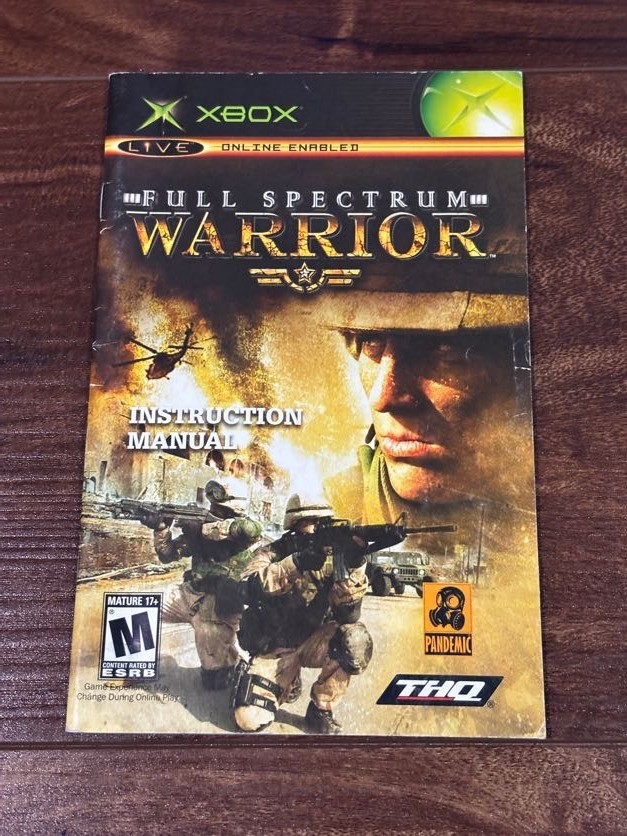 Full Spectrum Warrior XBOX Instruction Manual Only