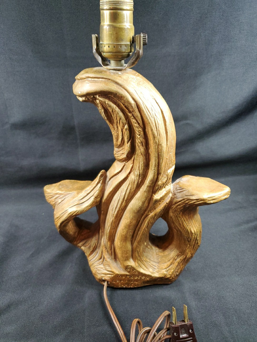 MCM 14" Lamp Base Mid Century Modern Plaster Drift Wood 3D Table Sculpture VTG *