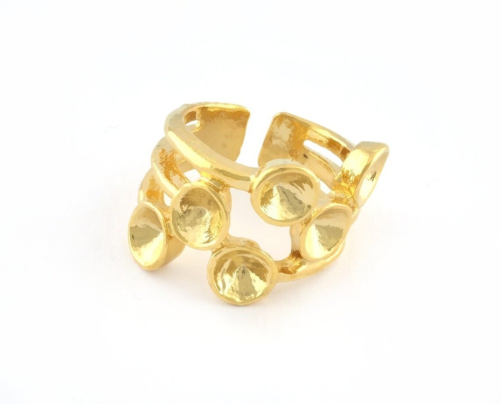 Ring Adjustable Setting-Shiny Gold Plated Brass 8.5US size 3361 ring22