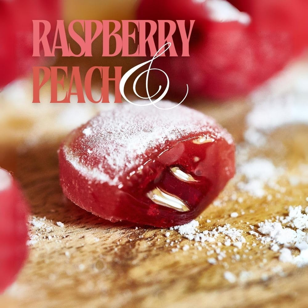 | Raspberry & Peach Filled Hard Candy Drops | 6 Ounce Tin