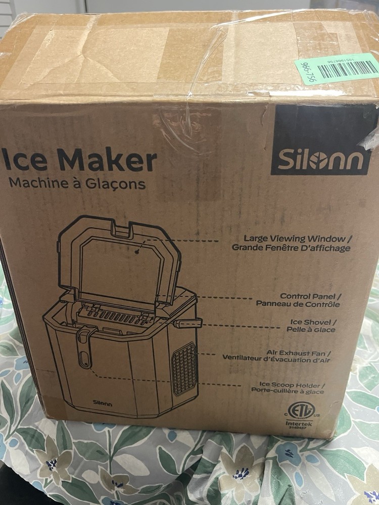 Silonn Countertop Ice Maker, Portable Bullet Ice Machine With Handle