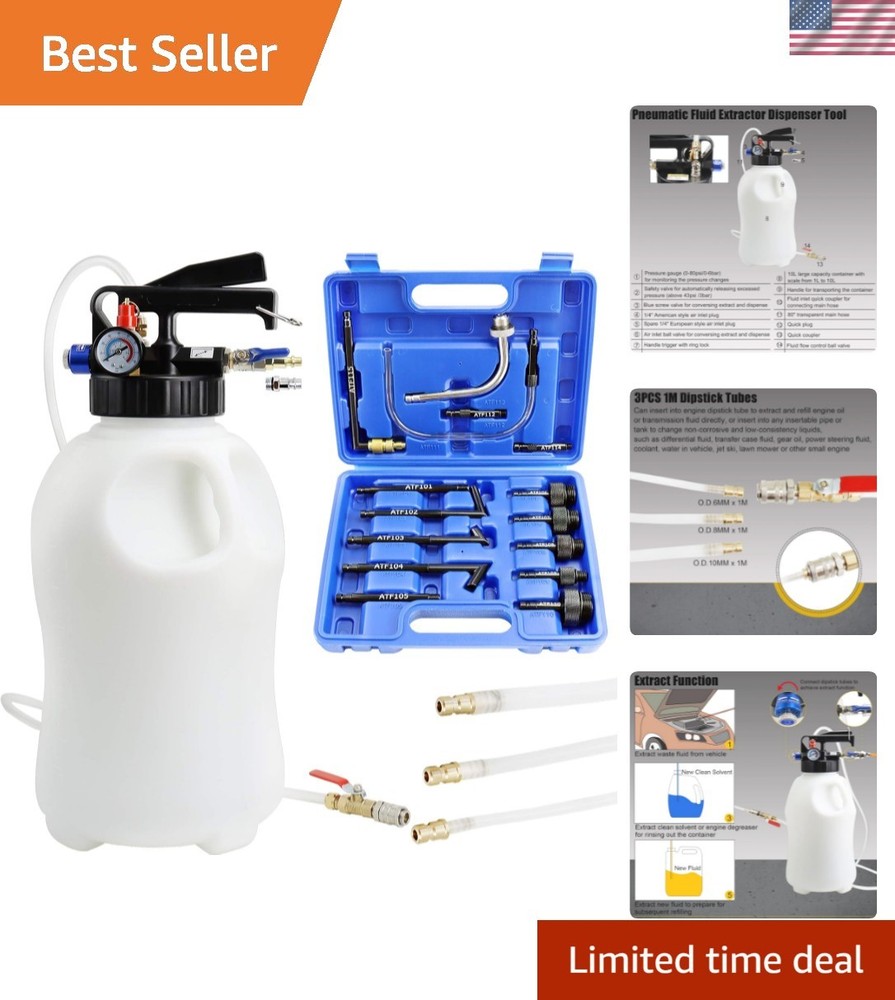 High-Capacity 10L Pneumatic Fluid Extractor with Easy Bidirectional Operation