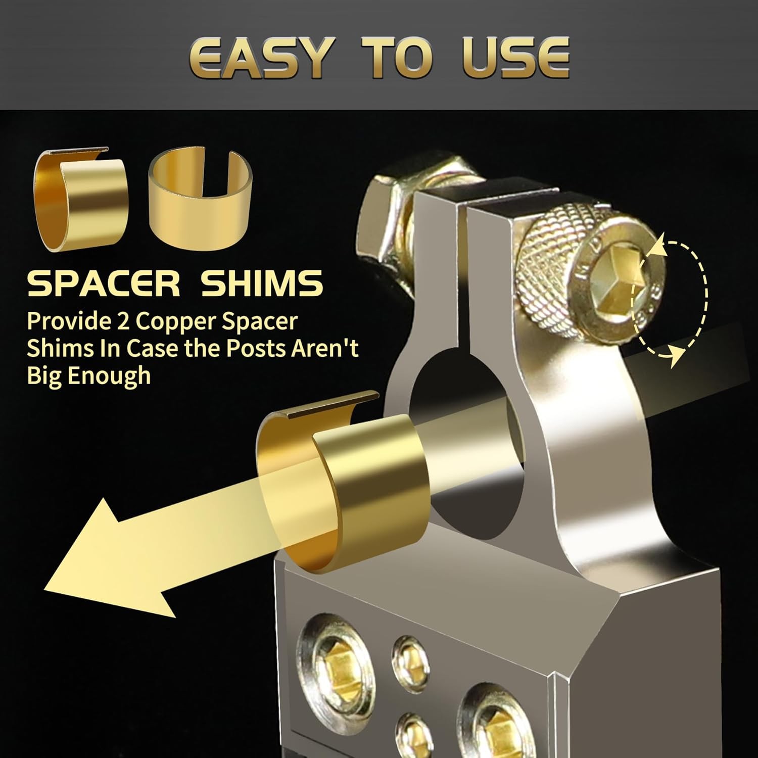 2X Car Battery Terminal Clamp Post 0/4/8/10 GA AWG Gauge Positive Negative Port