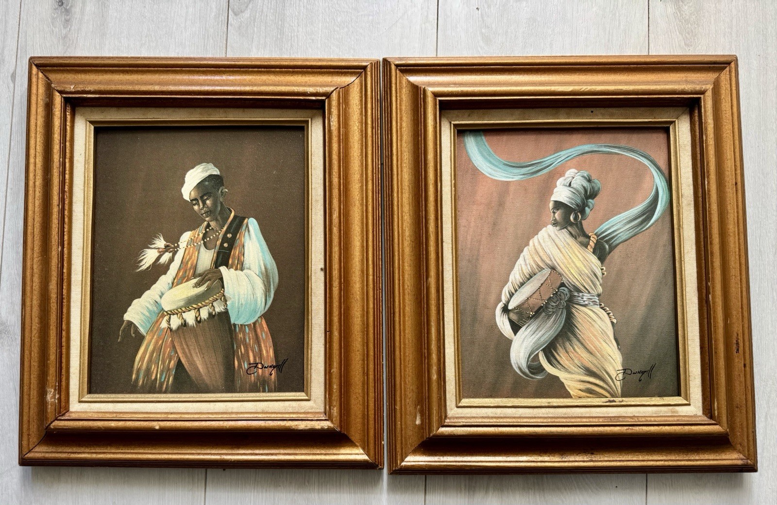 ELAINE DUNGILL AFRICAN AMERICAN WOMAN WITH DRUM GICLEE ON CANVAS PAINTING (2)