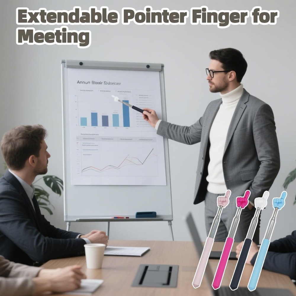 4 PCS Extendable Pointer Finger Stick - Bright Colored Telescopic Teachers Point