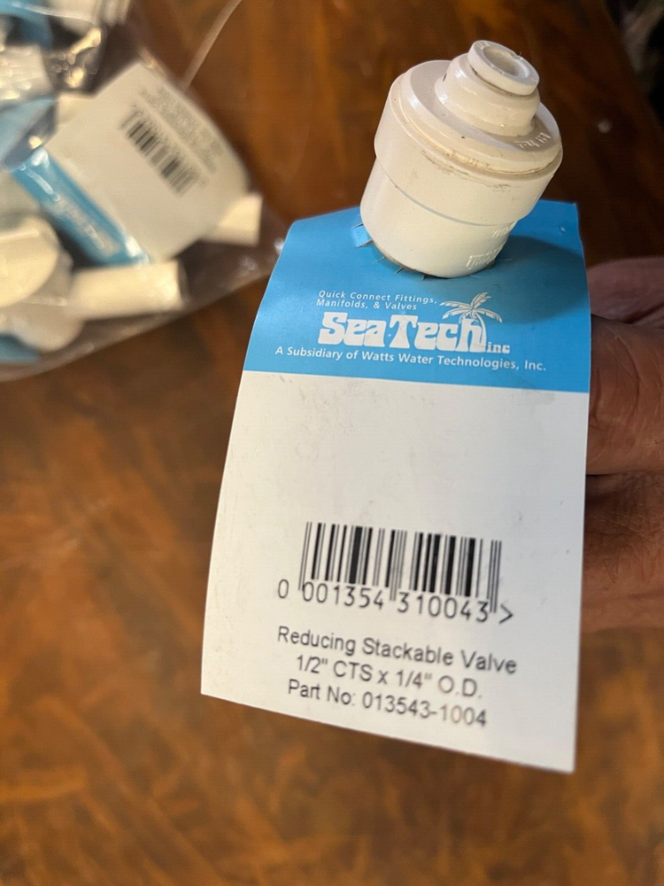 Sea Tech 013543-1004 Type 43 Reducing Stackable Stop Valve 1/2" CTS x 1/4" OD
