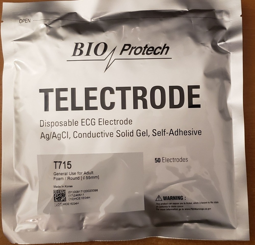 T715 Bio Protech - ECG Telectrode Resting, Exercise, Amb Electrodes 50pcs