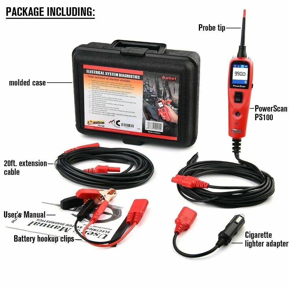 Autel PowerScan PS100 Electrical System Diagnostic Circuit Circuit Probe 12V 24V