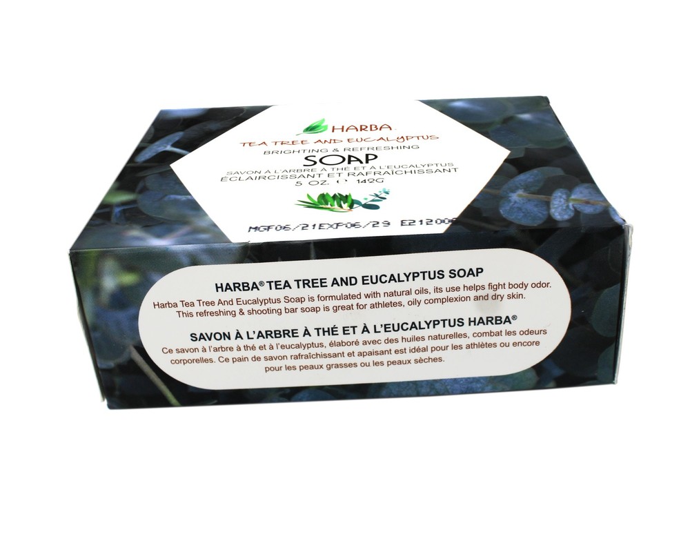 Harba Bath Soap, Brightening & Refreshing, Tee Tree & Eucalyptus, 5 OZ - 4 Pack