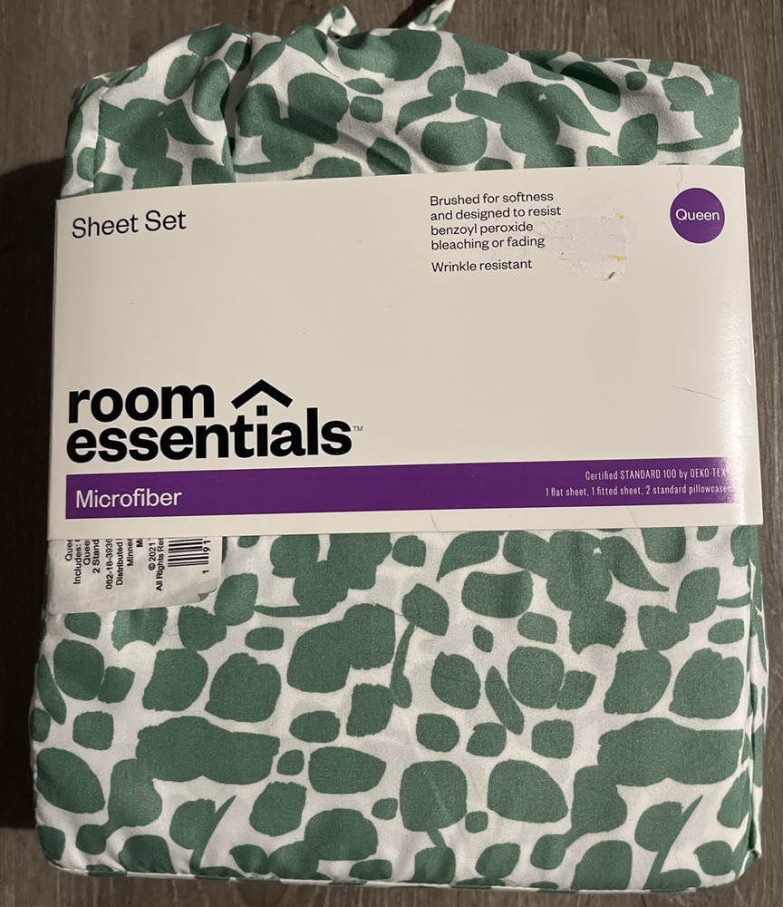 NWT Room Essentials Queen Green Microfiber Sheet Set/King Pillowcases-U Pick
