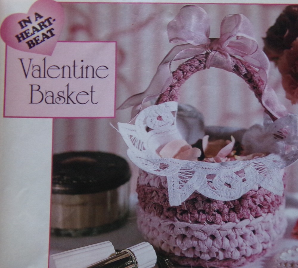 Valentine Basket (2999-33) Vintage crochet pattern