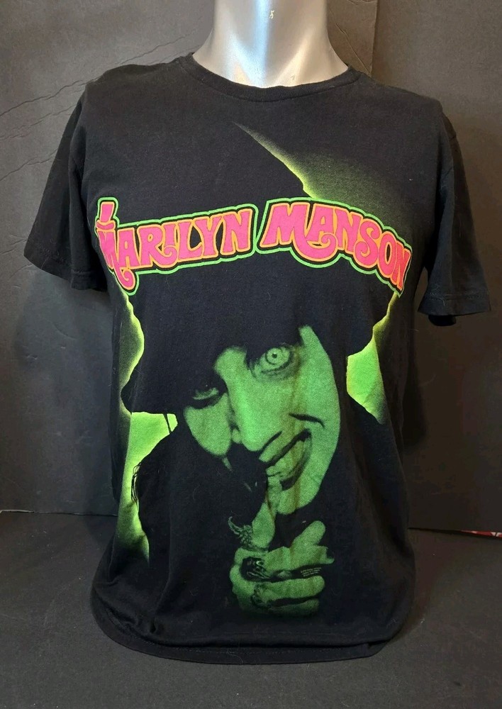 Bay Island Marilyn Manson Shirt Small Black Short Sleeve 2015 Graphic Tee