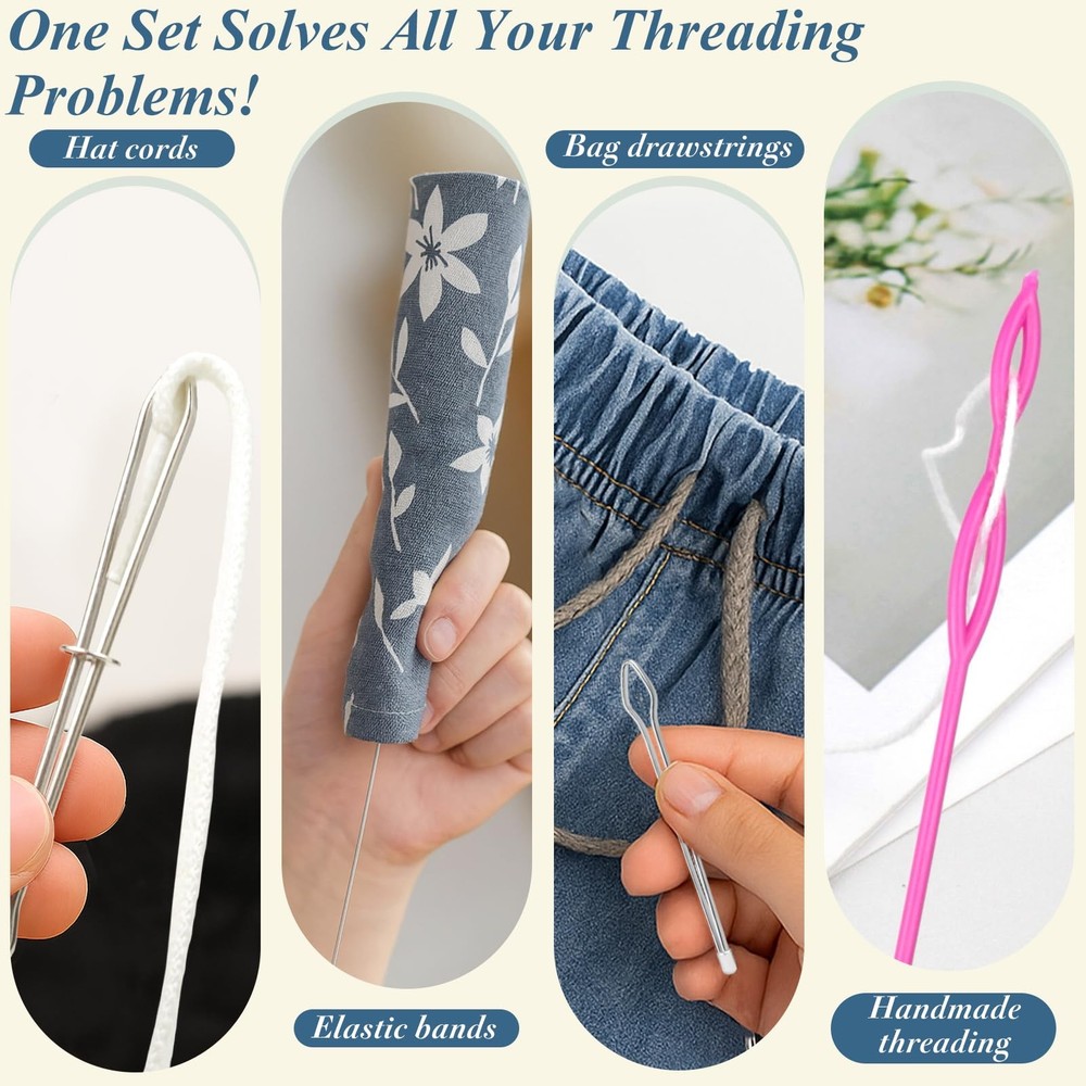 6 Pcs Flexible Drawstring Threader and Loop Turner Sewing Kit for Jackets Coats