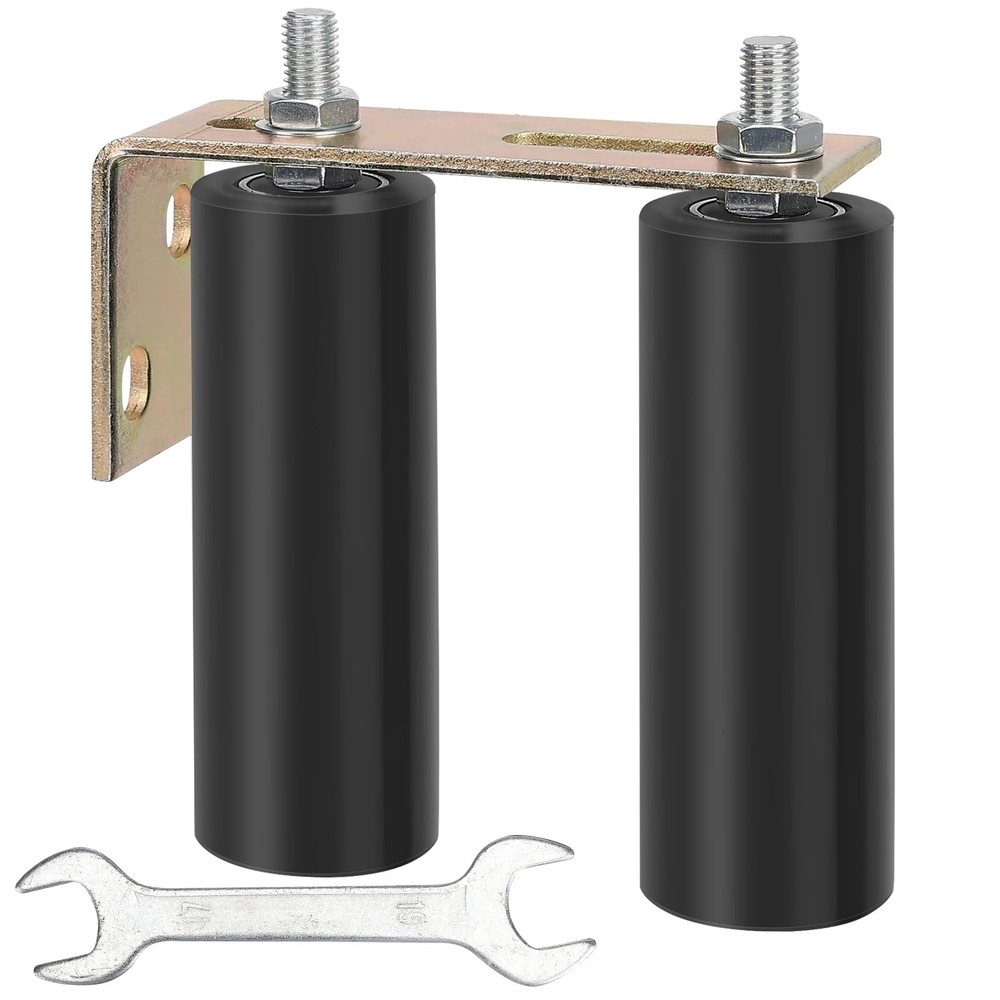 6" Gate Roller Guide with L-Bracket, Universal Adjustable Heavy 1 Pack, Black