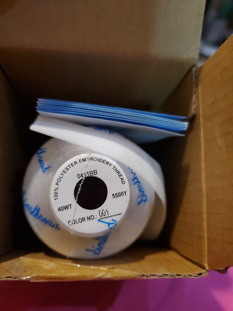 Simthread Embroidery Thread 5500 Yards White 001, 40wt 100% Polyester for...