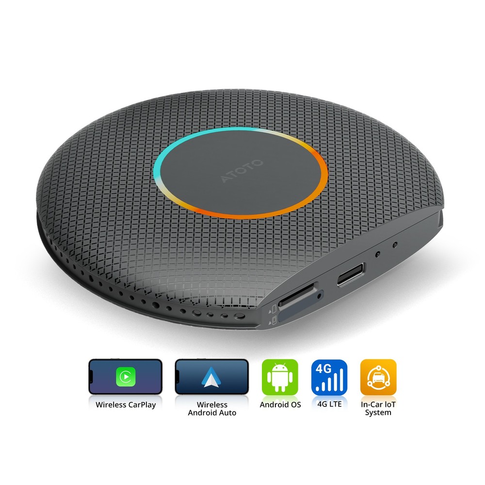 ATOTO Android AI Box Wireless CarPlay& Android Auto Adapter Plug & Play 4G LTE