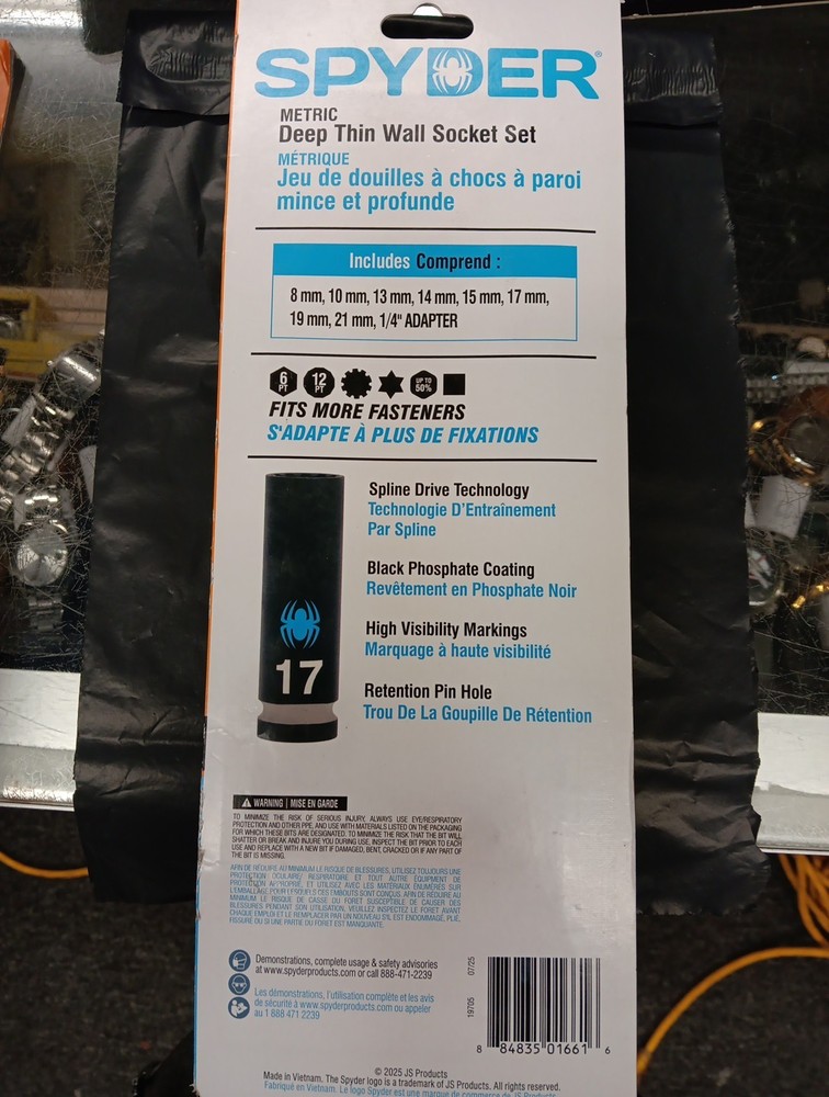 NEW/SEALED Spyder Deep Thin Wall Socket Set 9Pc 19705 FREE SHIPPING