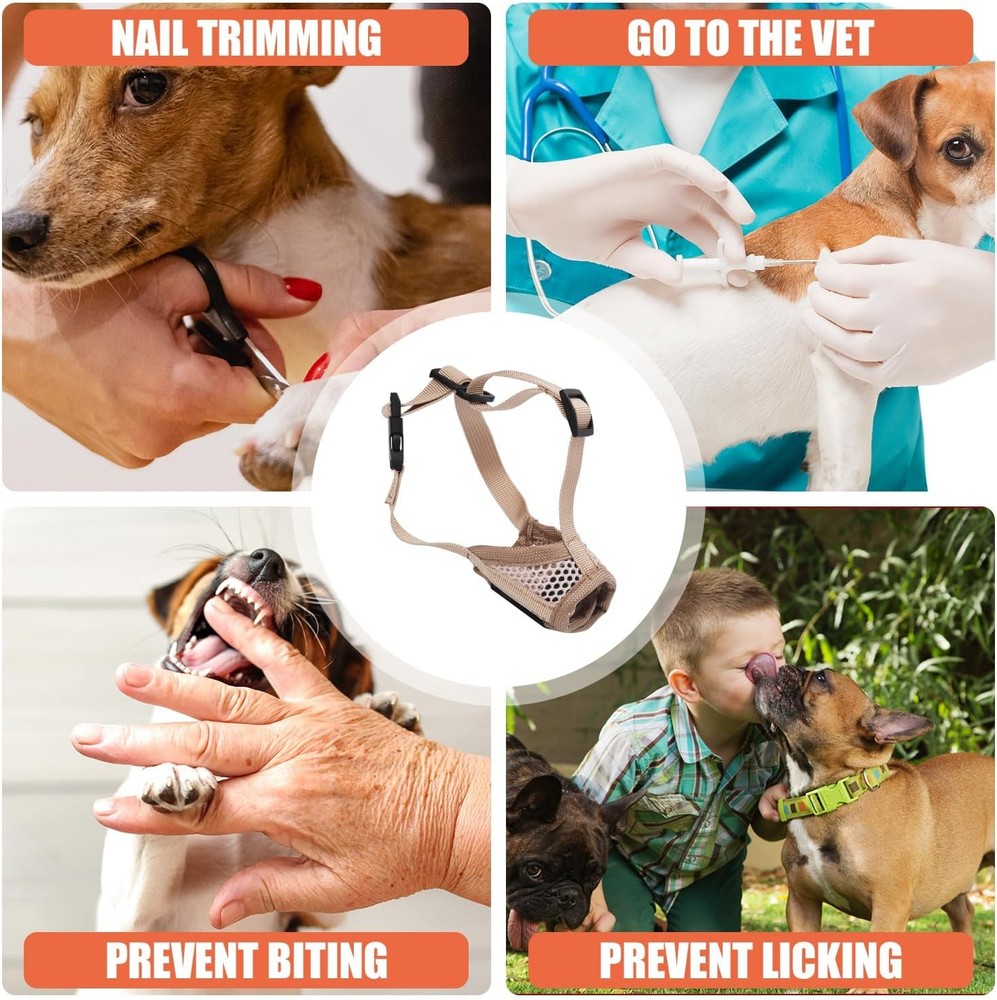 Muzzle Dog Soft Pet Muzzle to Stop Chewing Puppy Muzzle W/ Breathable Mesh &