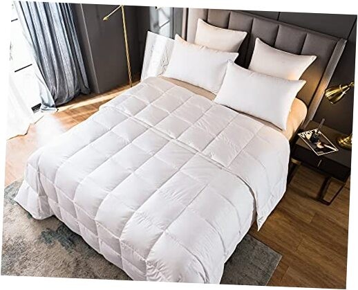 Lightweight 100% Goose Down Comforter/Blanket/Duvet Insert for Queen White