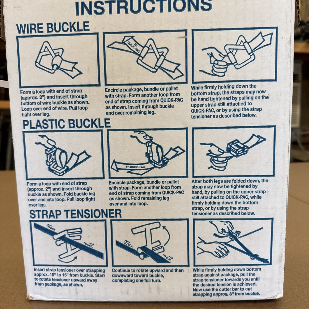 Never Used Quick-Pac Self Contained Strapping Kit ~ 1/2 White Plastic Strapping