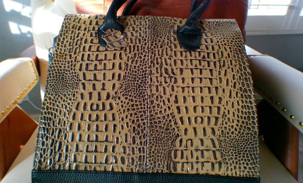 Leather- Crocodile Embossed Tote Bag