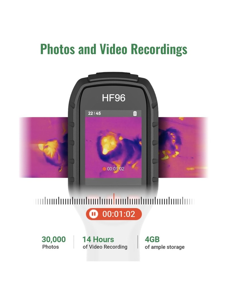 HF96 Thermal Camera with Laser Pointer, Intelligent Scene Detection, Super Re...