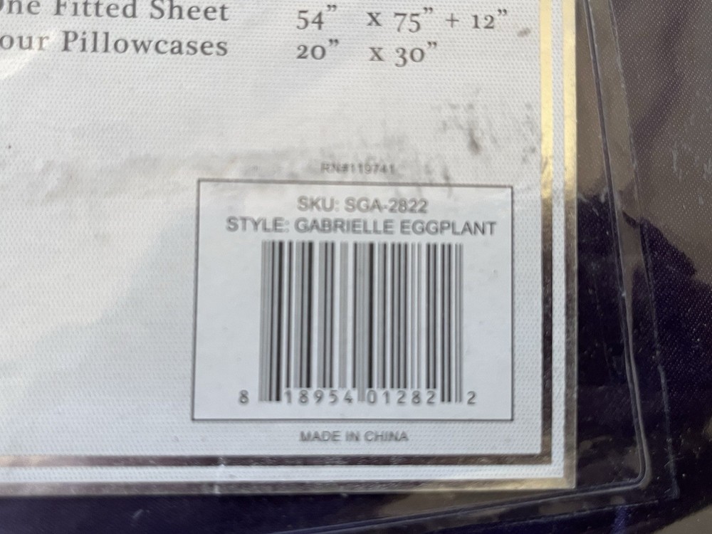 Gabrielle Satin 6-Piece Purple Solid Polyester Full Sheet Set New Opened Package