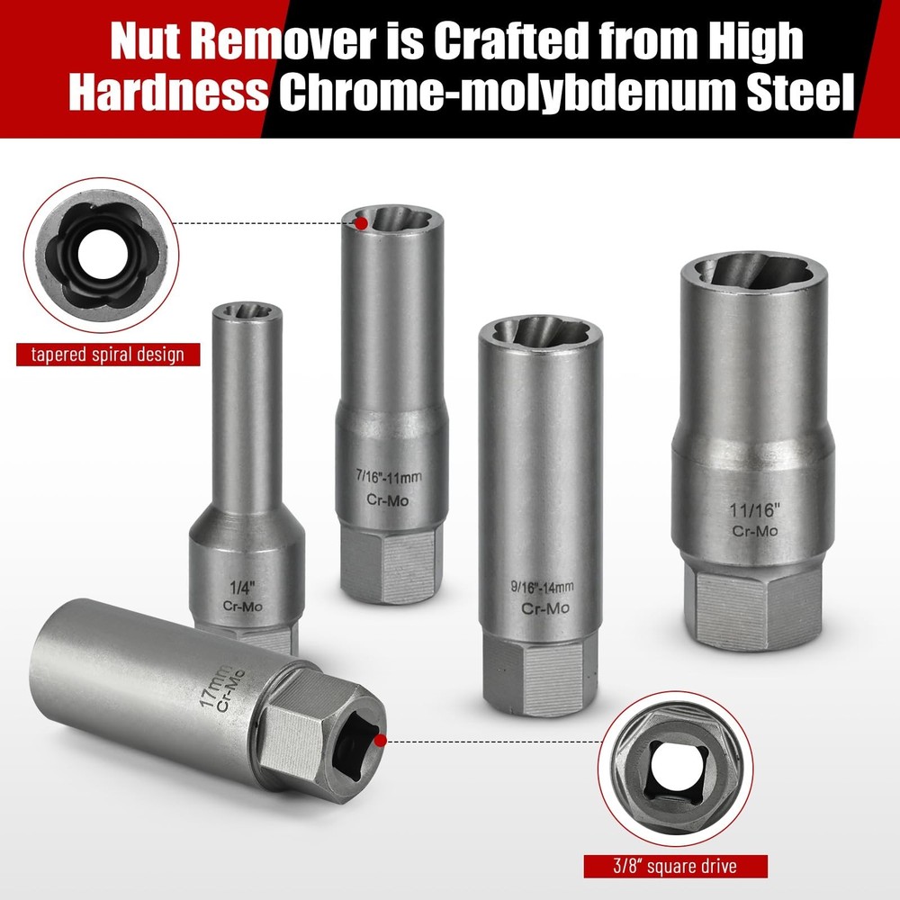 16pcs Bolt Extractor Kit, Stripped Bolt Extractor Set, Deep Long Easy Out Set...
