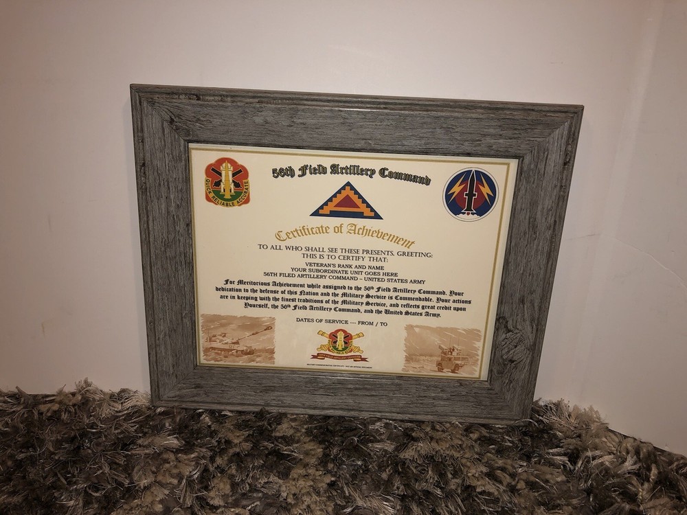 56TH FIELD ARTILLERY COMMAND / BRIGADE - COA / (COMMEMORATIVE CERTIFICATE)