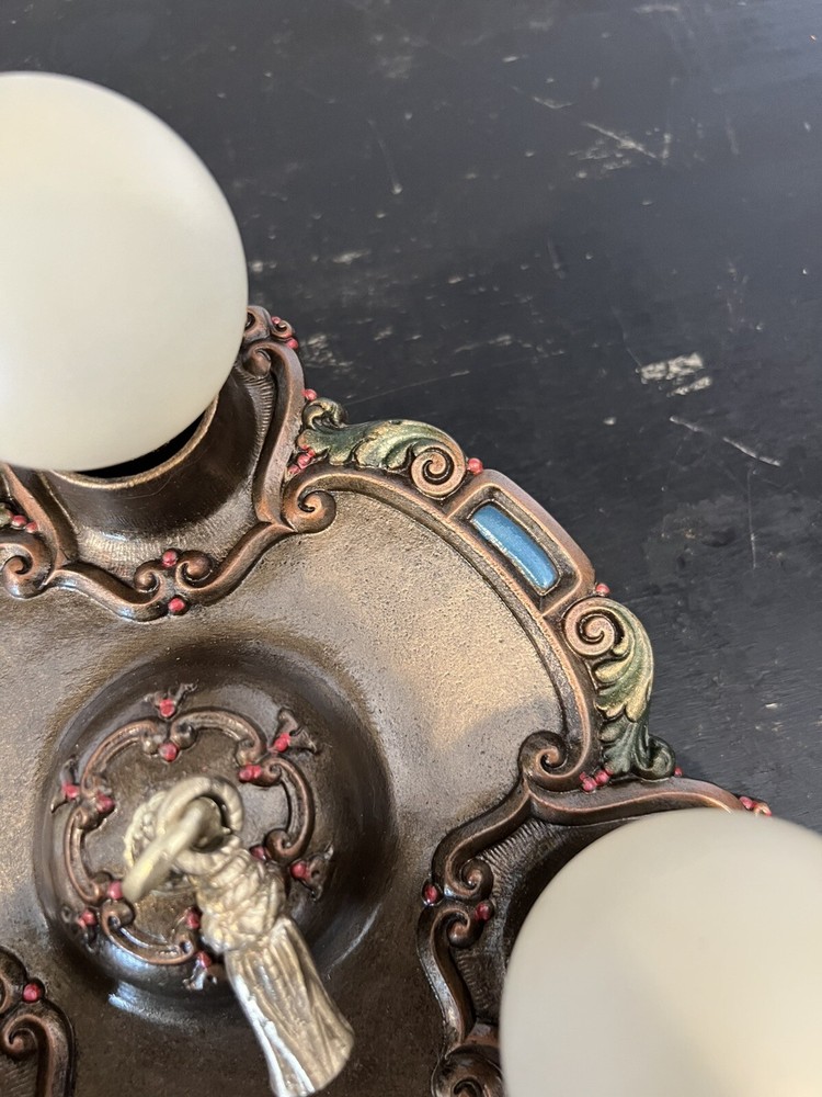 Single Nice Flush Mount Three Socket Fixture Rare 28F