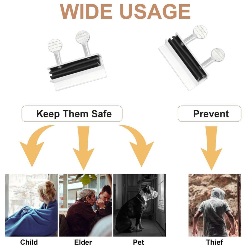 6x Sliding Window Locks Child Proof Security Lock Stoppers Window Track Locks US