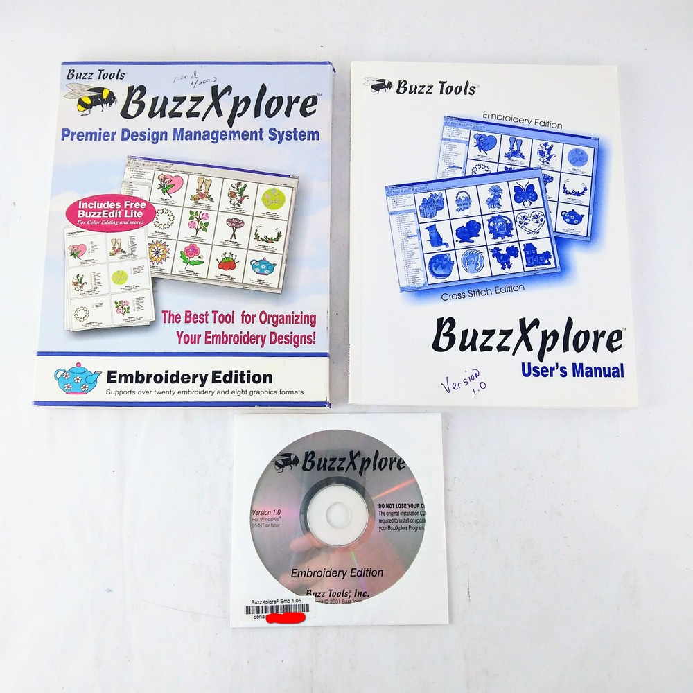 Buzz Tools BuzzXplore 1.0 Embroidery Edition w/ Serial # for Windows 98 95 NT ME