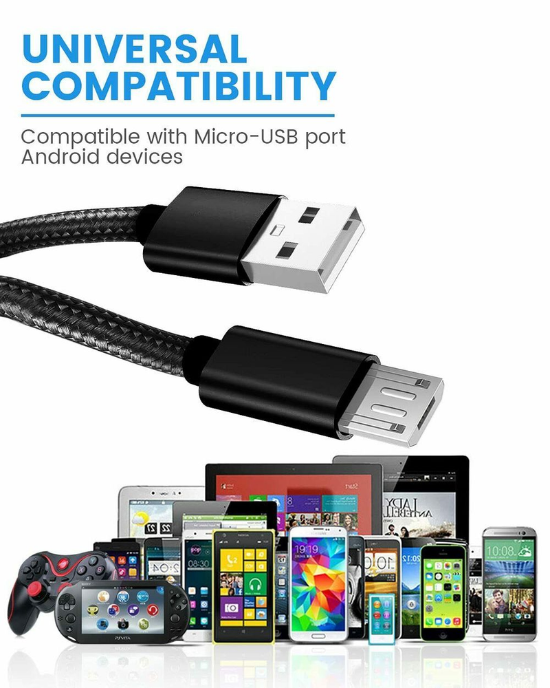 3/6/10Ft Micro USB Fast Charger Data Sync Cable Cord For Samsung HTC Android LG