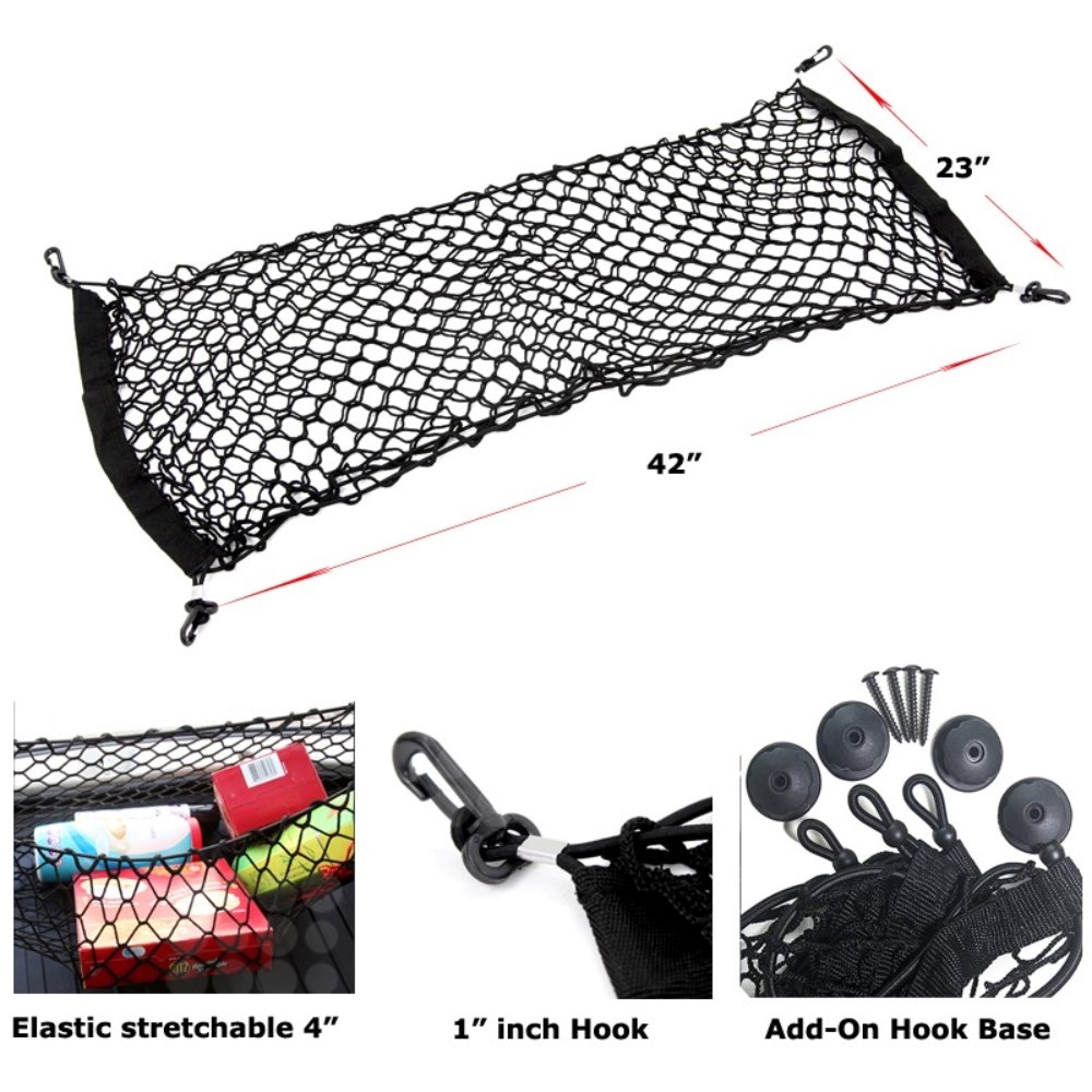 Double Layer Rear Trunk Cargo Net Elastic Mesh Organizer fit 41-49 inch width