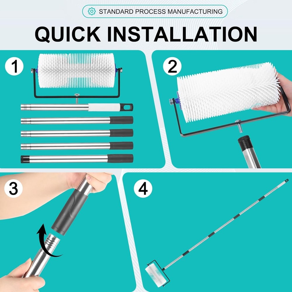 Spiked Roller for Self Leveling,9” Floor Leveling Spiked Roller for Self