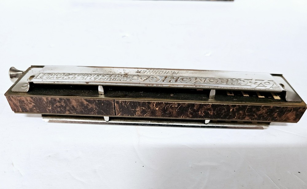Vintage Hohner 64 Chromonica 4 Octave Pro Model Harmonica w/Tortoise Shell Case