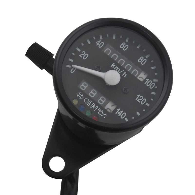 Motorcycle Universal Mini Speedometer Odometer Gauge Indicator Light 12V Black
